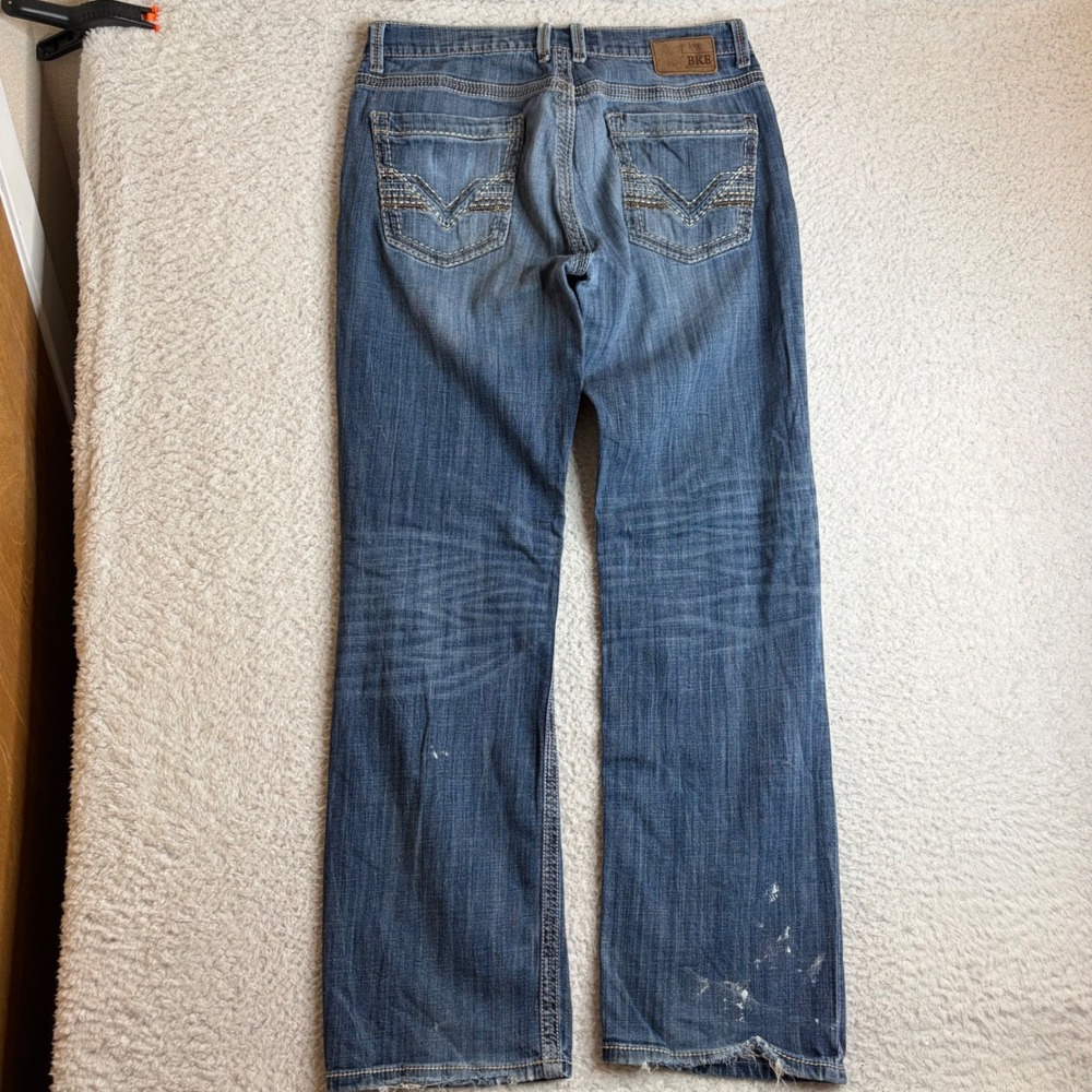 BKE Jake Straight Leg Jeans Mens 34L (32x32) Medium Wash Distressed ABM15066
